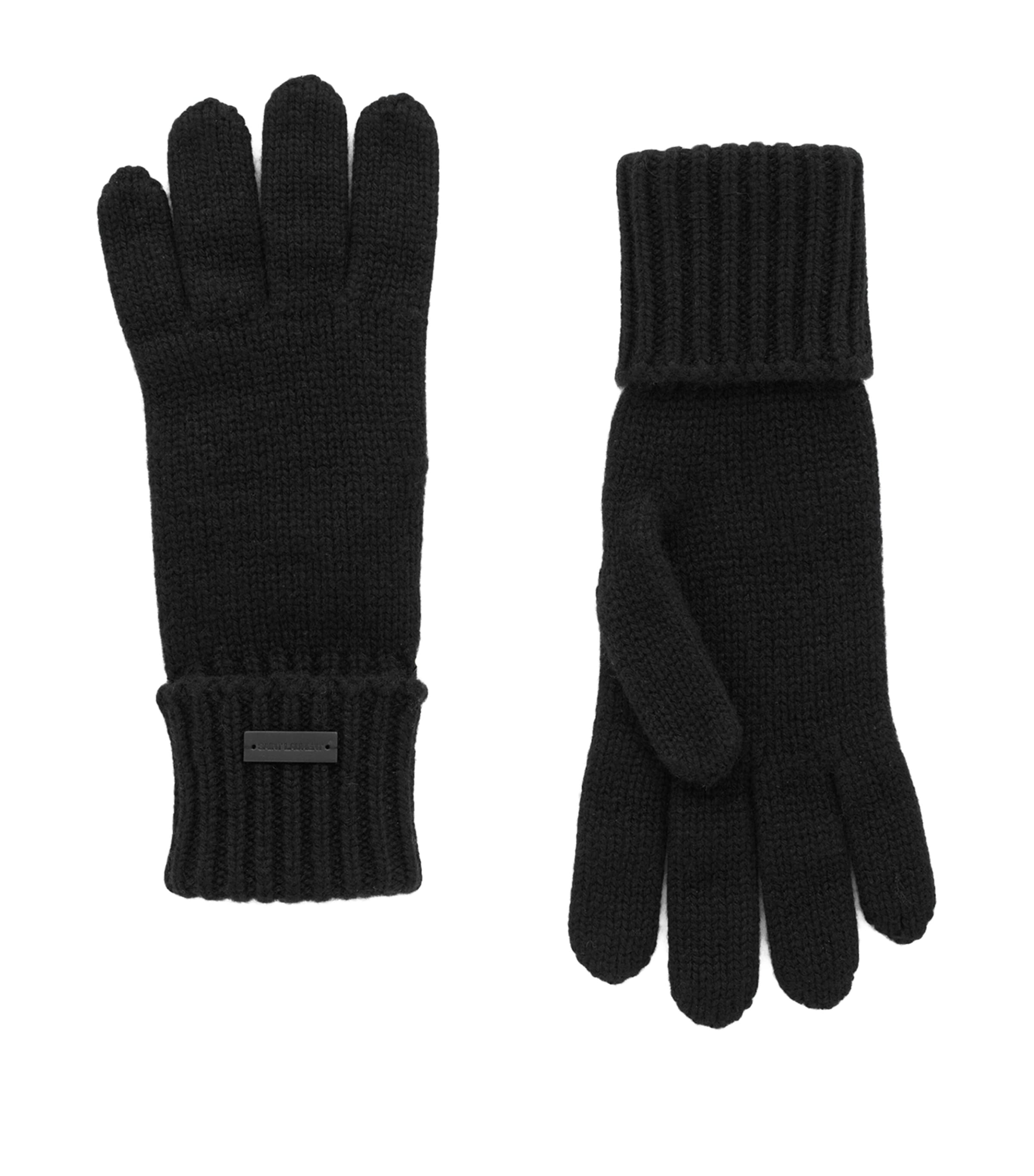 Saint Laurent Cashmere Folded Gloves In Black