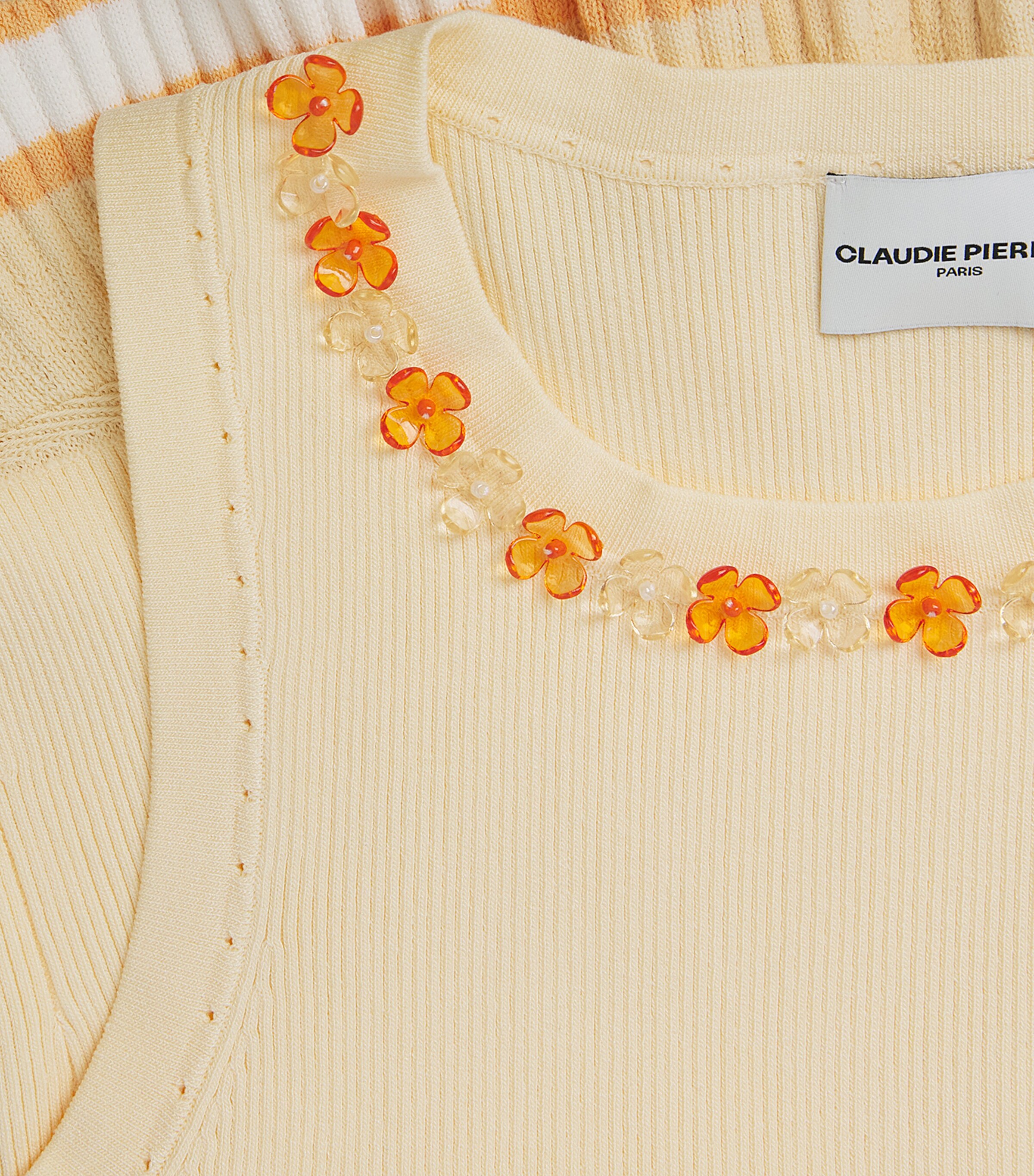 Claudie Pierlot Womens Embellished Tank Top Vanilla Image 6
