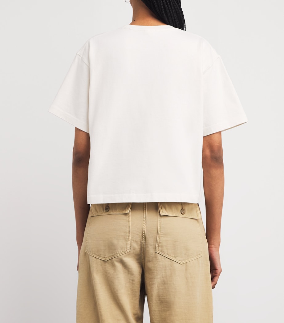 Cotton Embroidered Flag T-Shirt WHITE Image 4