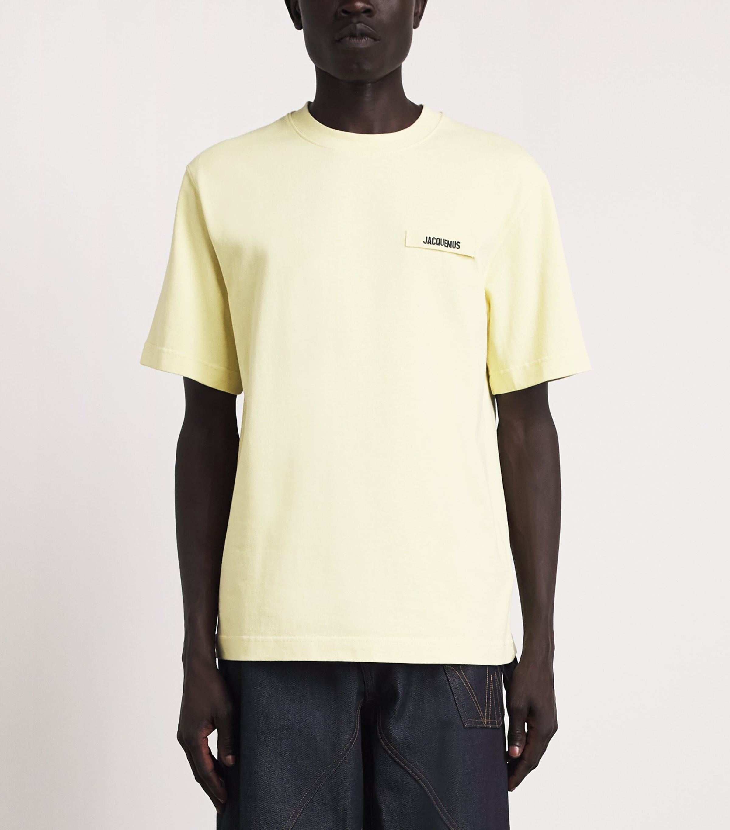 Jacquemus Mens Grosgrain Logo T-shirt Pale Yellow Image 4