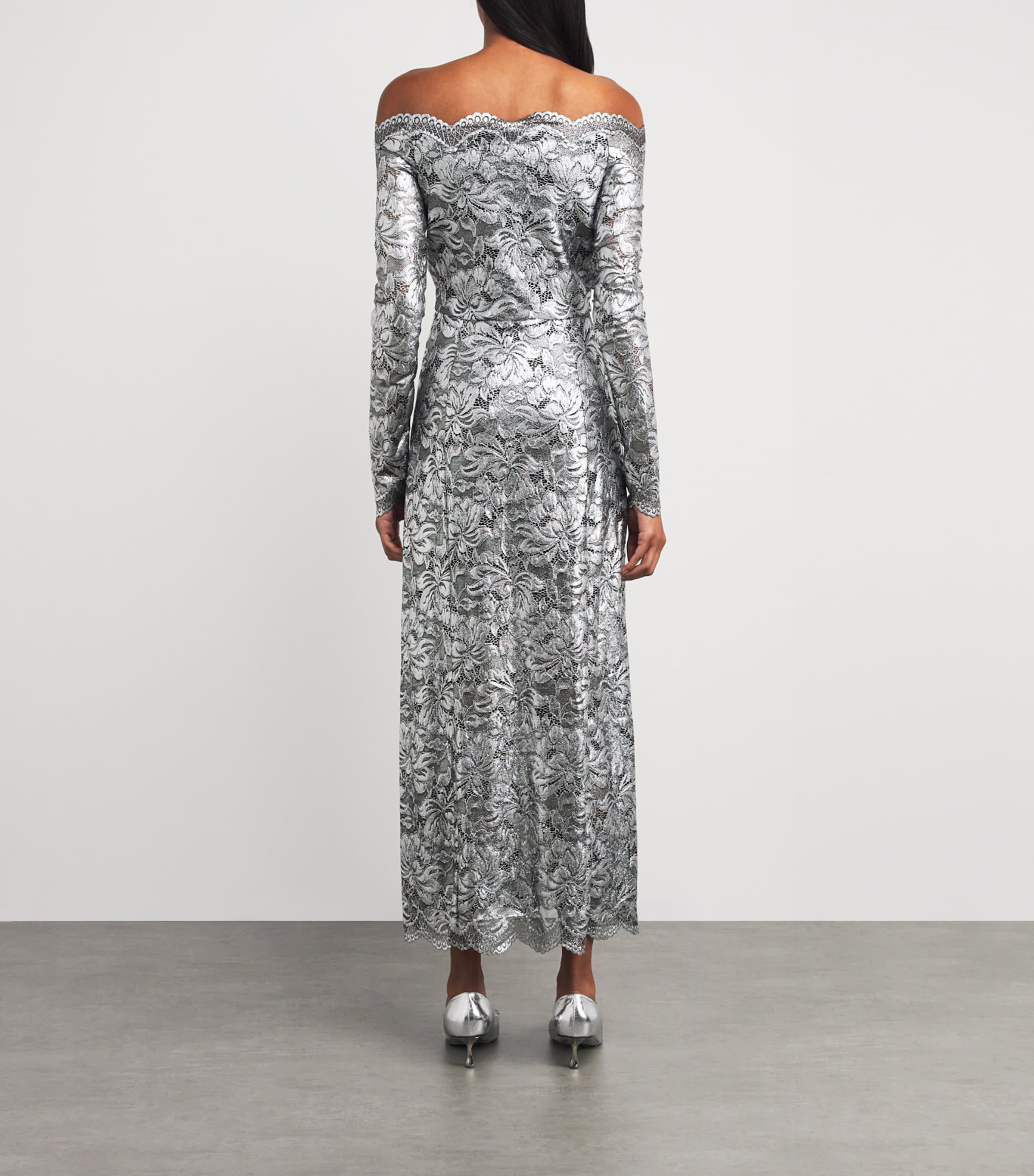 Lace Maxi Dress V912 BLACK / SILVER Image 3