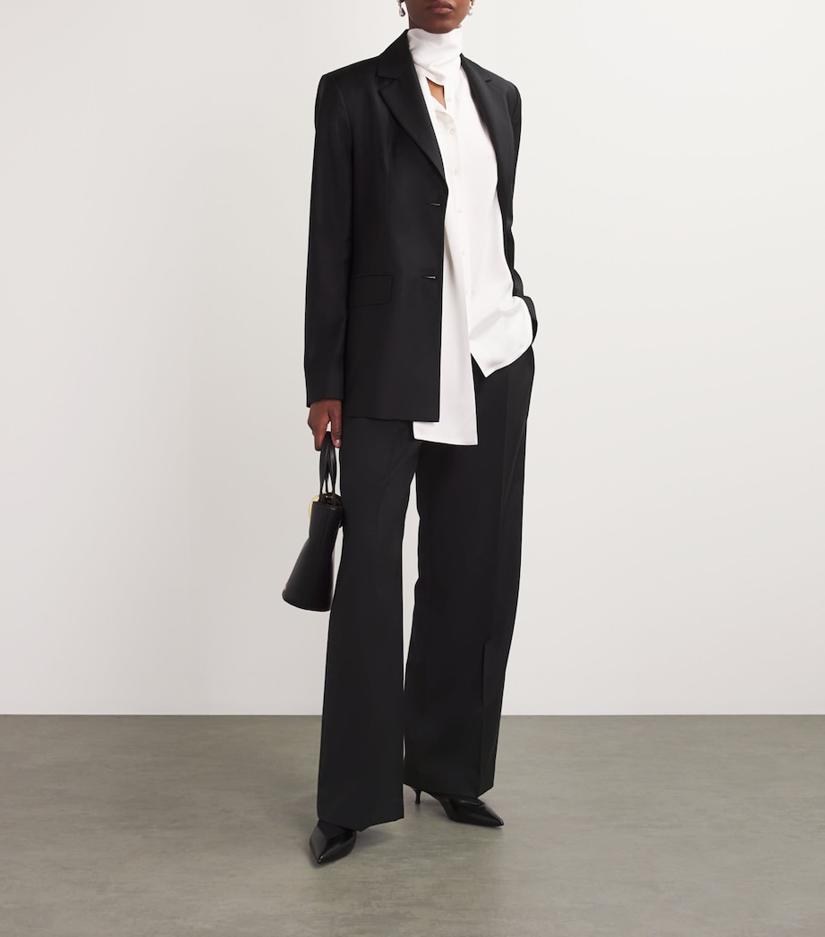 Wool Single-Breasted Blazer BLACK Image 2