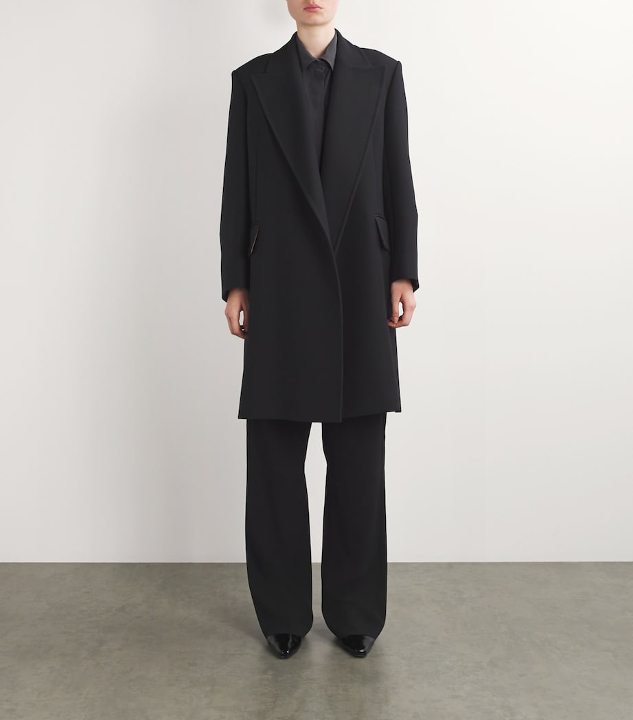 Wool-Silk Tailored Coat BLACK Image 3