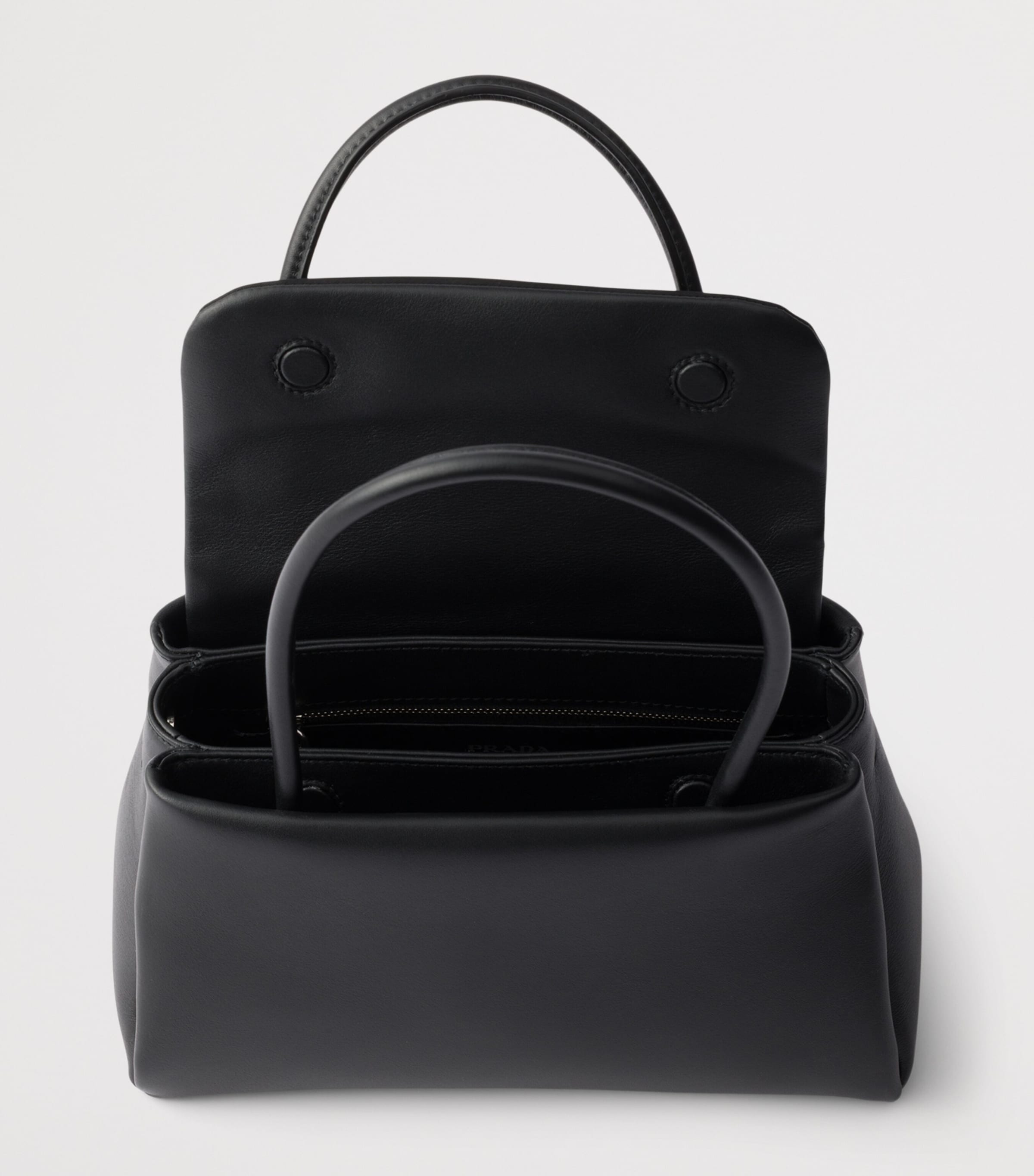 Prada Small Leather Passage Top-Handle Bag Black Image 4