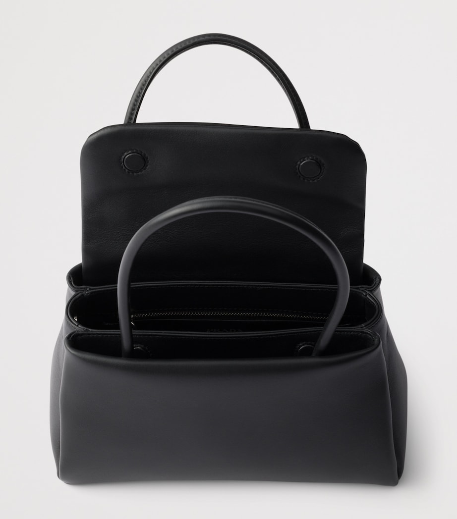 Prada Small Leather Passage Top-Handle Bag Black Image 4