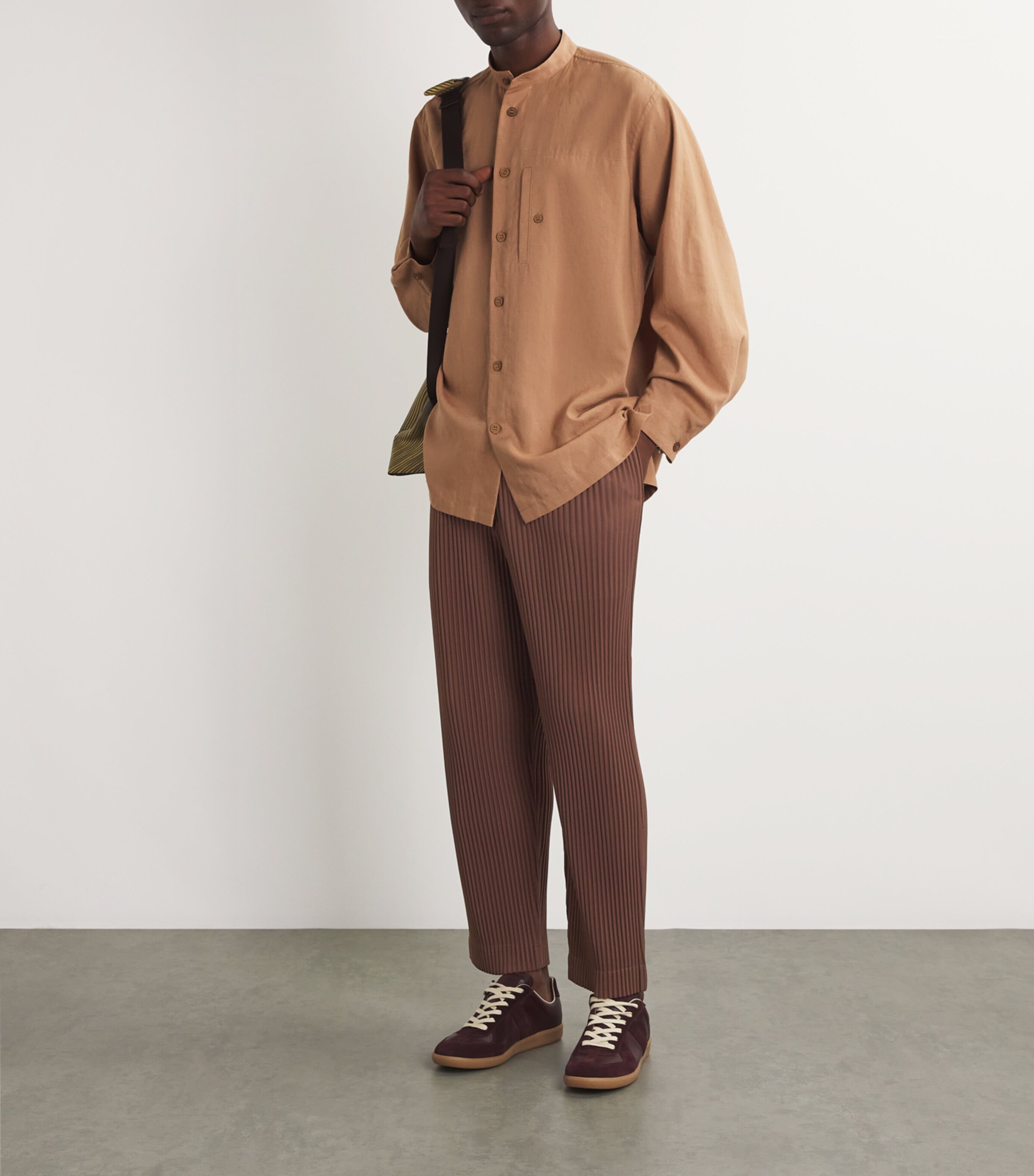 Homme Plissé Issey Miyake Brown Pleated Straight Trousers | Harrods UK