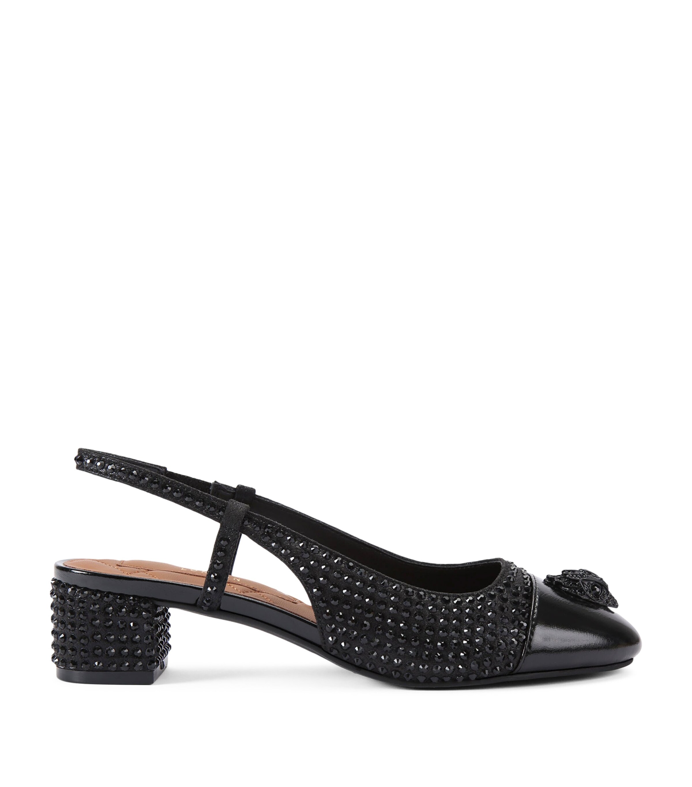 Leather Embellished Sloane Slingback Pumps 40 BLACK Image 1