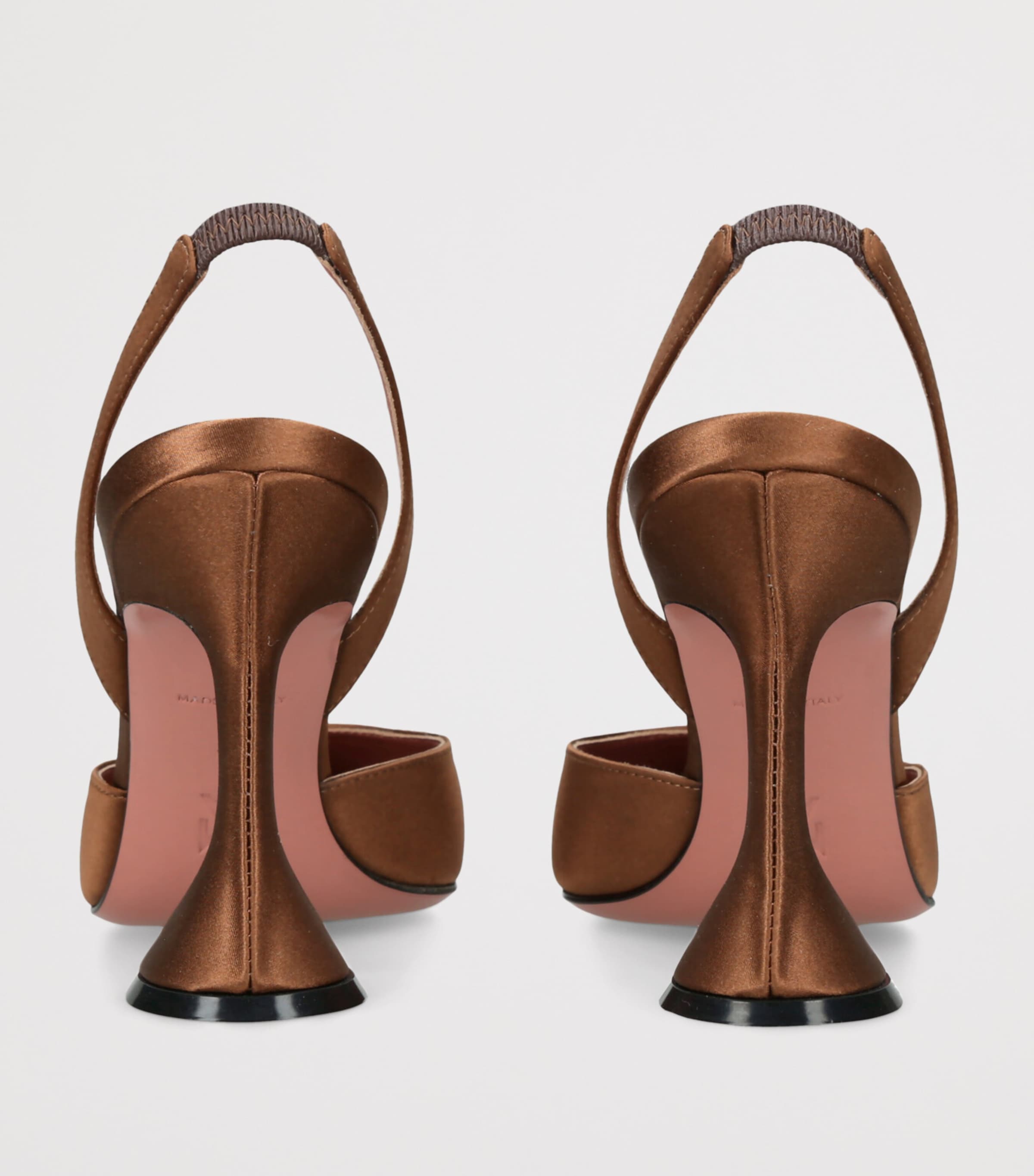 Amina Muaddi Satin Holli Slingback Heels 95 Mid Brown Image 2