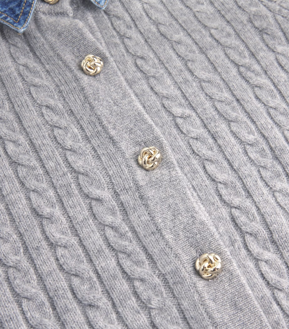 Wool-Cashmere Denim-Collar Cardigan GREY Image 5