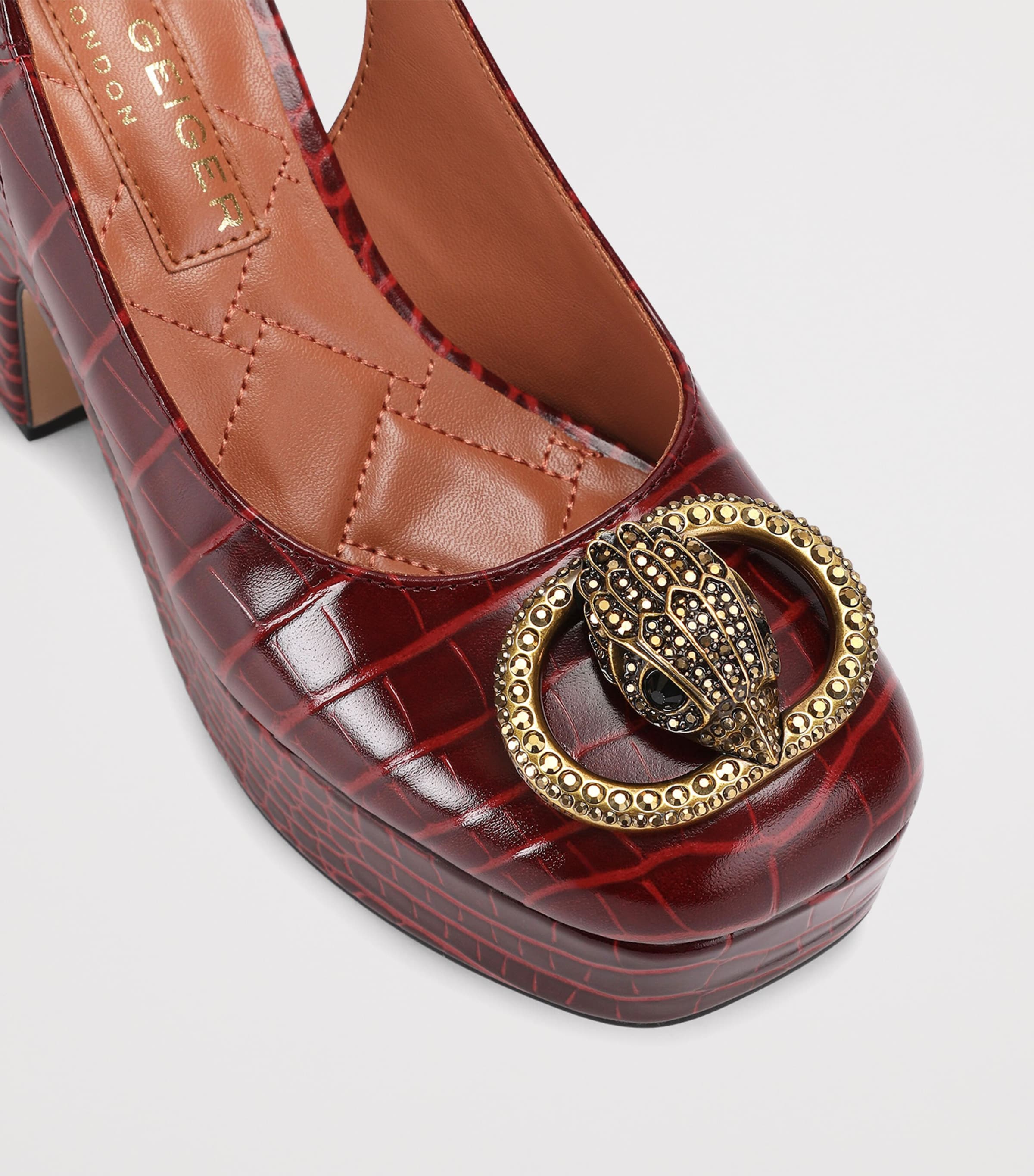Kurt Geiger London Croc-Effect Chelsea Platform Pumps Red Comb Image 2