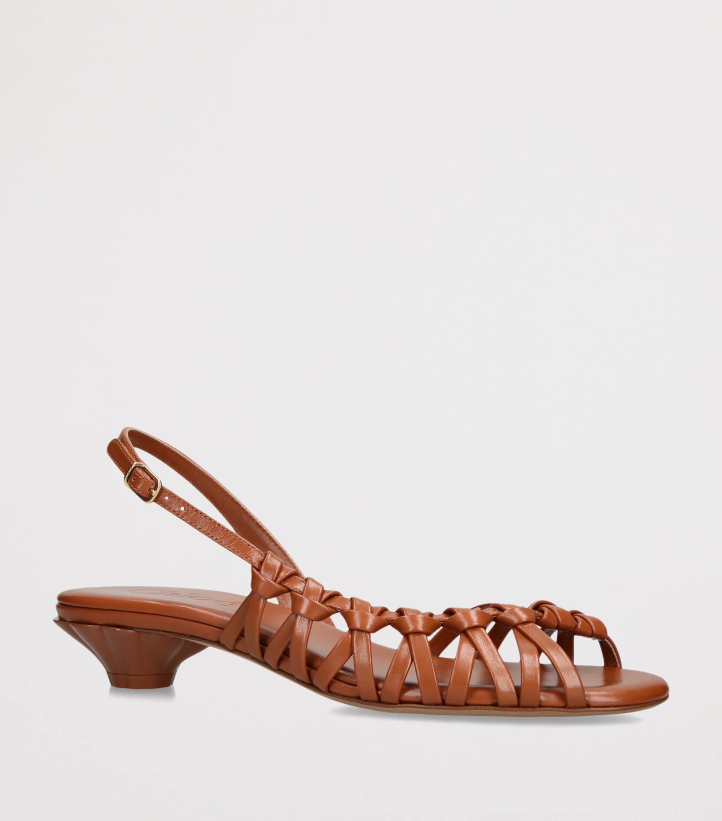 Chloé Leather Estra Slingback Sandals 40 Brown Image 3