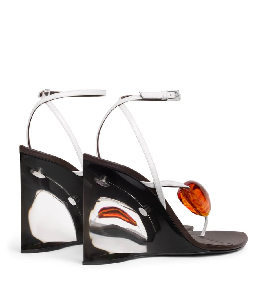 Alaïa Leather Invisible Jewel Wedge Sandals 90 Optical White Image 3