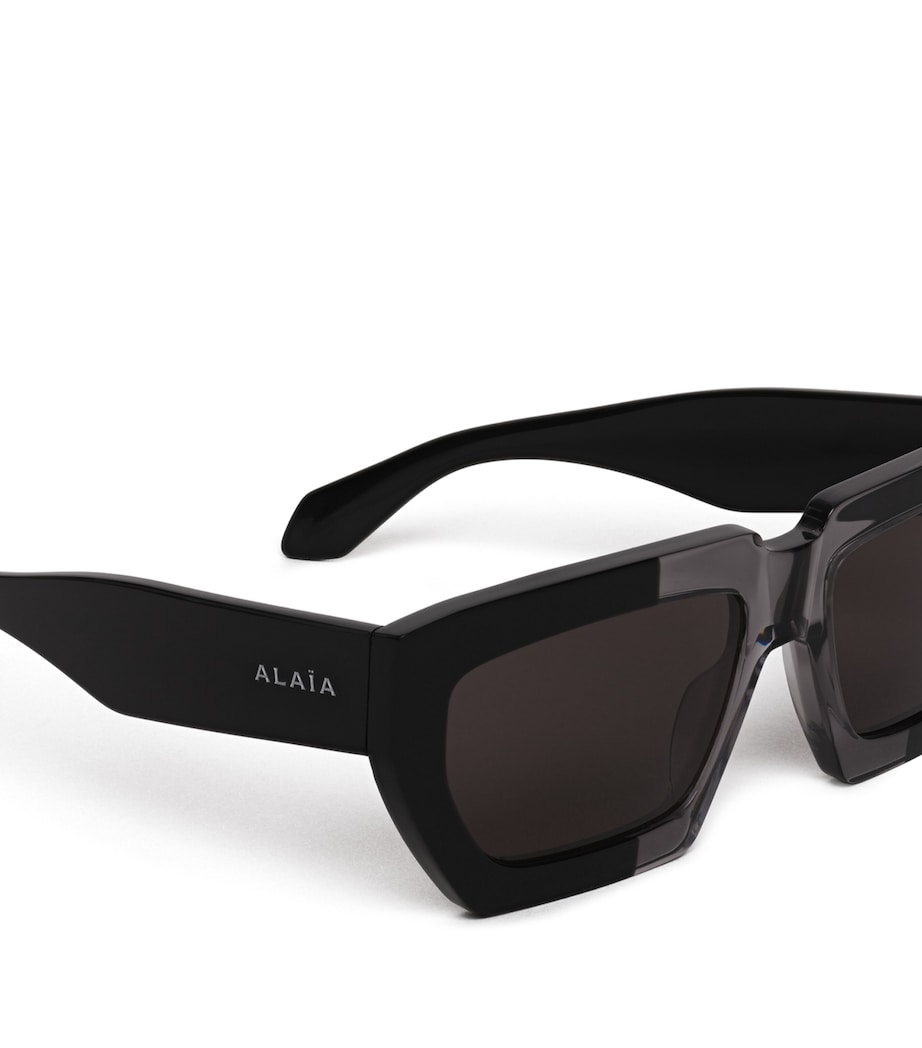 Alaïa Acetate Rectangular Sunglasses Black/grey Image 3