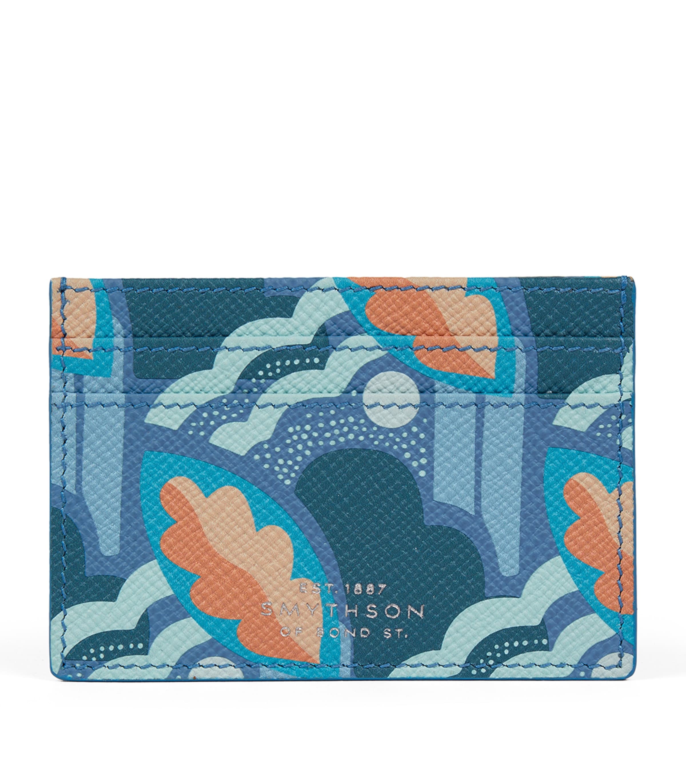 Shop Smythson Leather Panama Bloom Card Holder In Blue