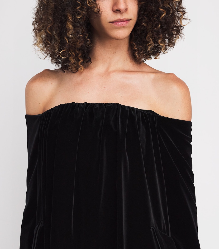 Velvet Off-The-Shoulder Gown BLACK Image 6