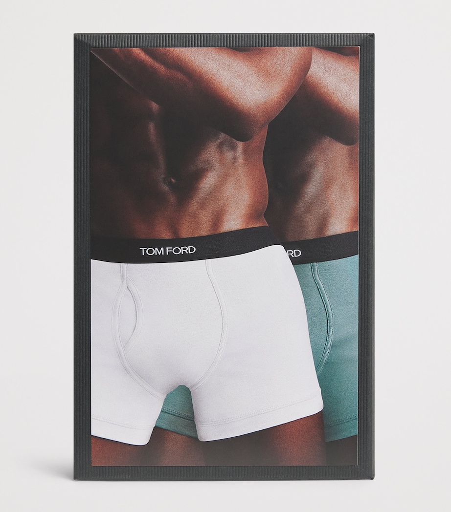 TOM FORD Mens Stretch-Cotton Boxer Briefs (Pack of 2) White / Teal Image 4