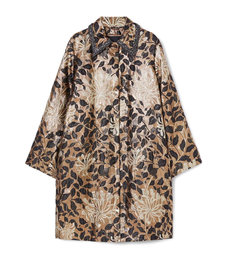 Lamé Floral Jacquard Coat GOLD Image 1