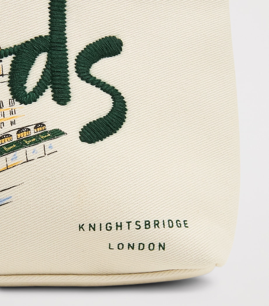 Harrods Medium Canvas City Stories Wash Bag Ivory Image 4