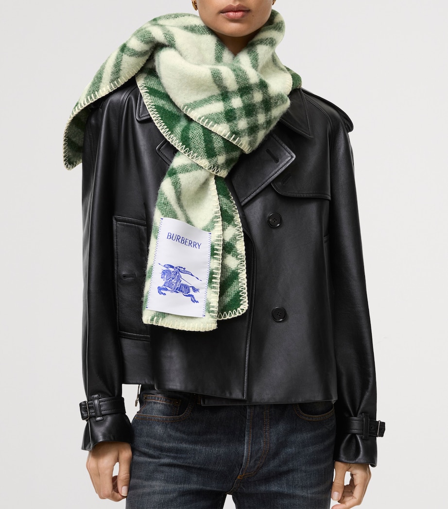 Burberry Wool Check Scarf Tennis Green Image 2