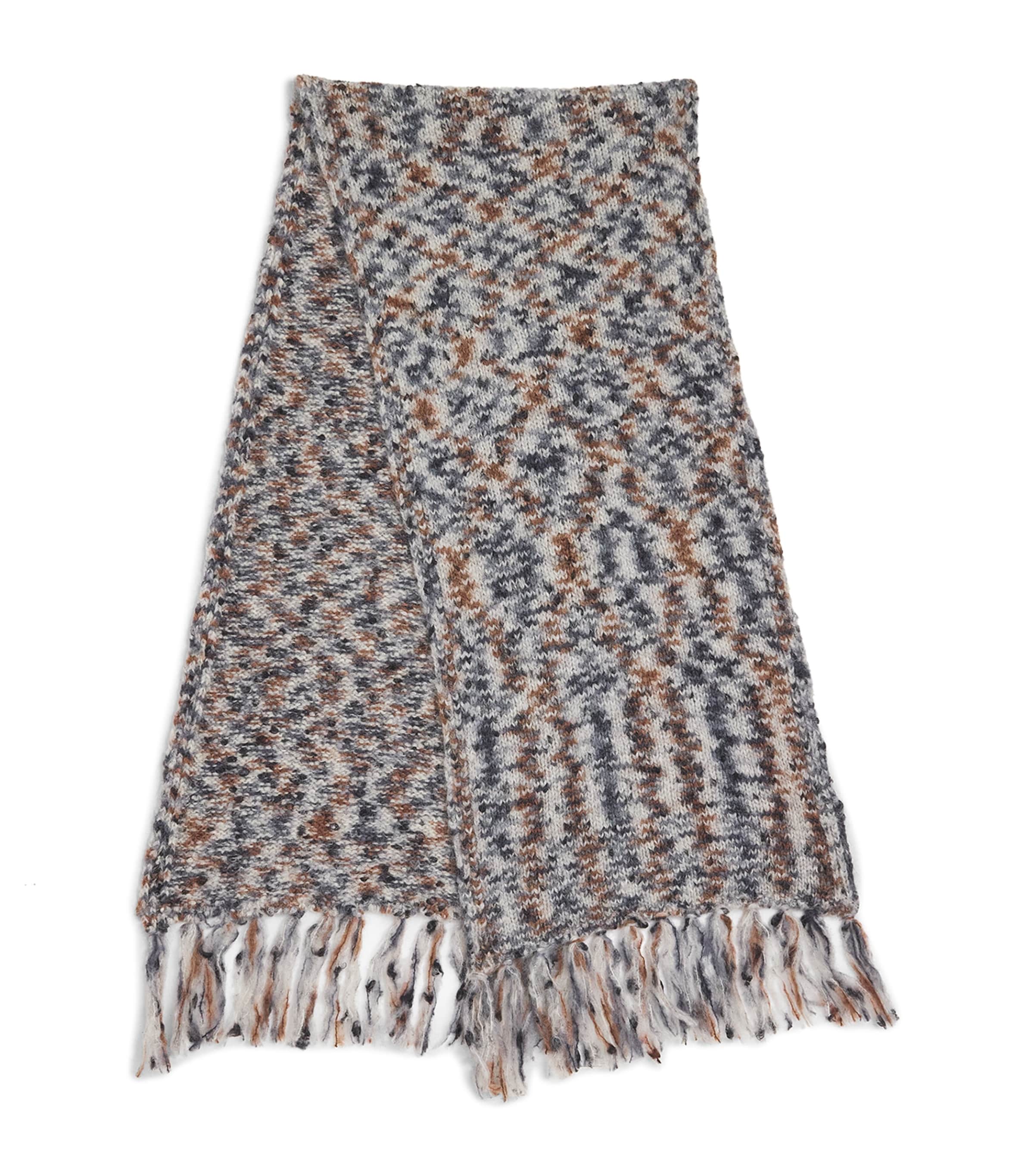 A.P.C. Mélange-Knit Fringed Scarf Pla Heather Grey Image 1