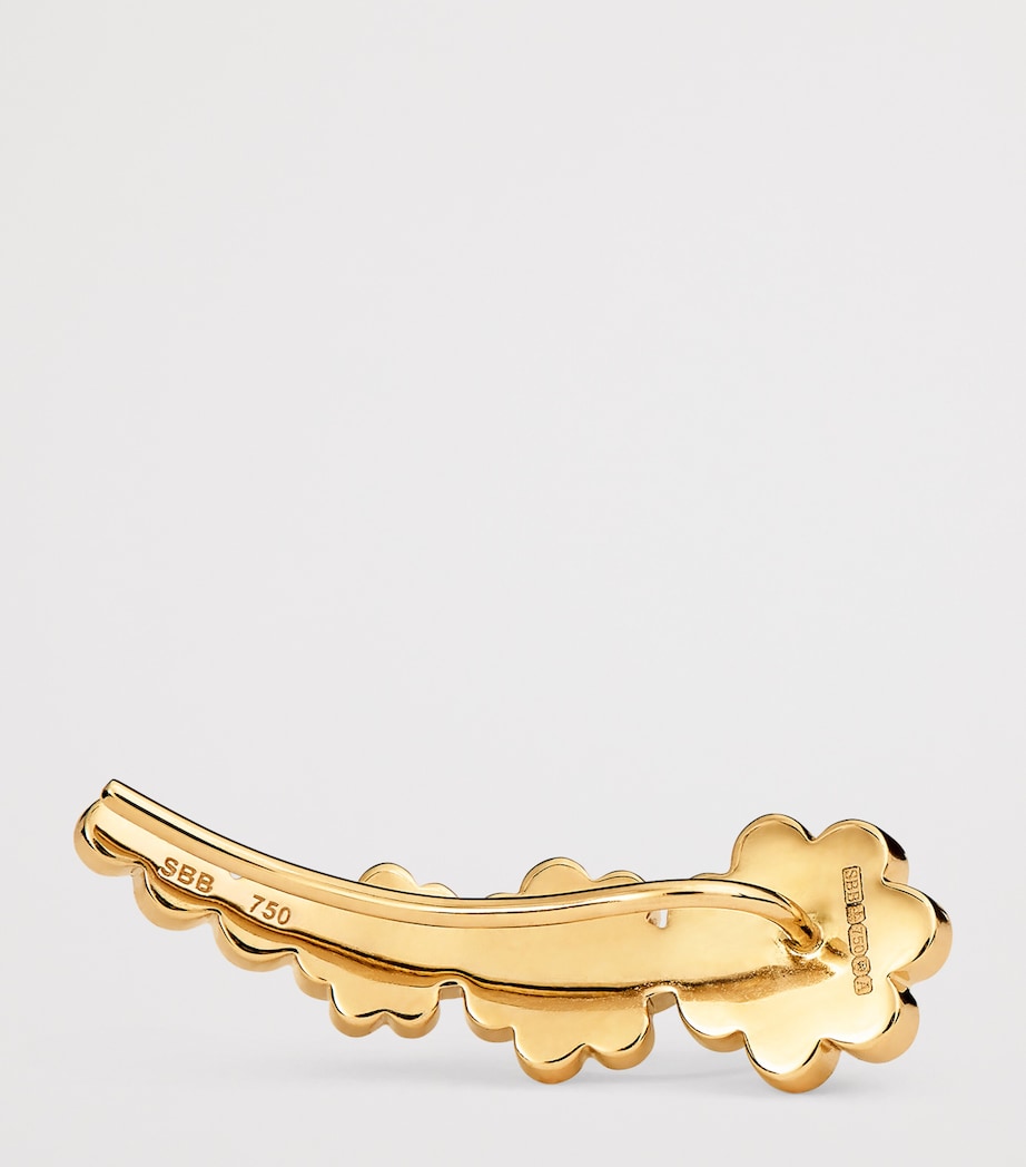 Yellow Gold and Diamond Right Croissant Fleur Single Earring YELLOW GOLD Image 3