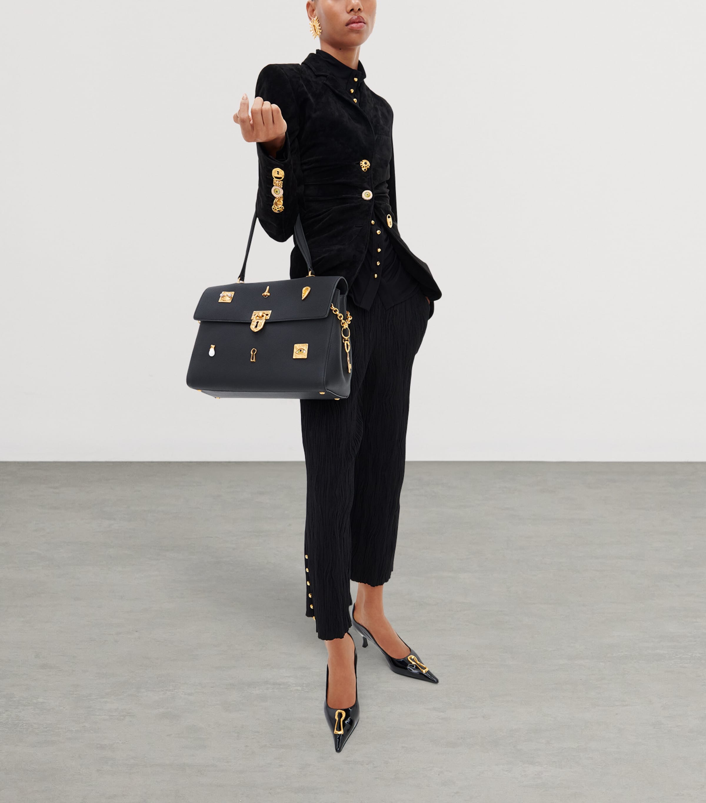 Schiaparelli Leather Secret Bijoux Top-Handle Bag Black Image 2