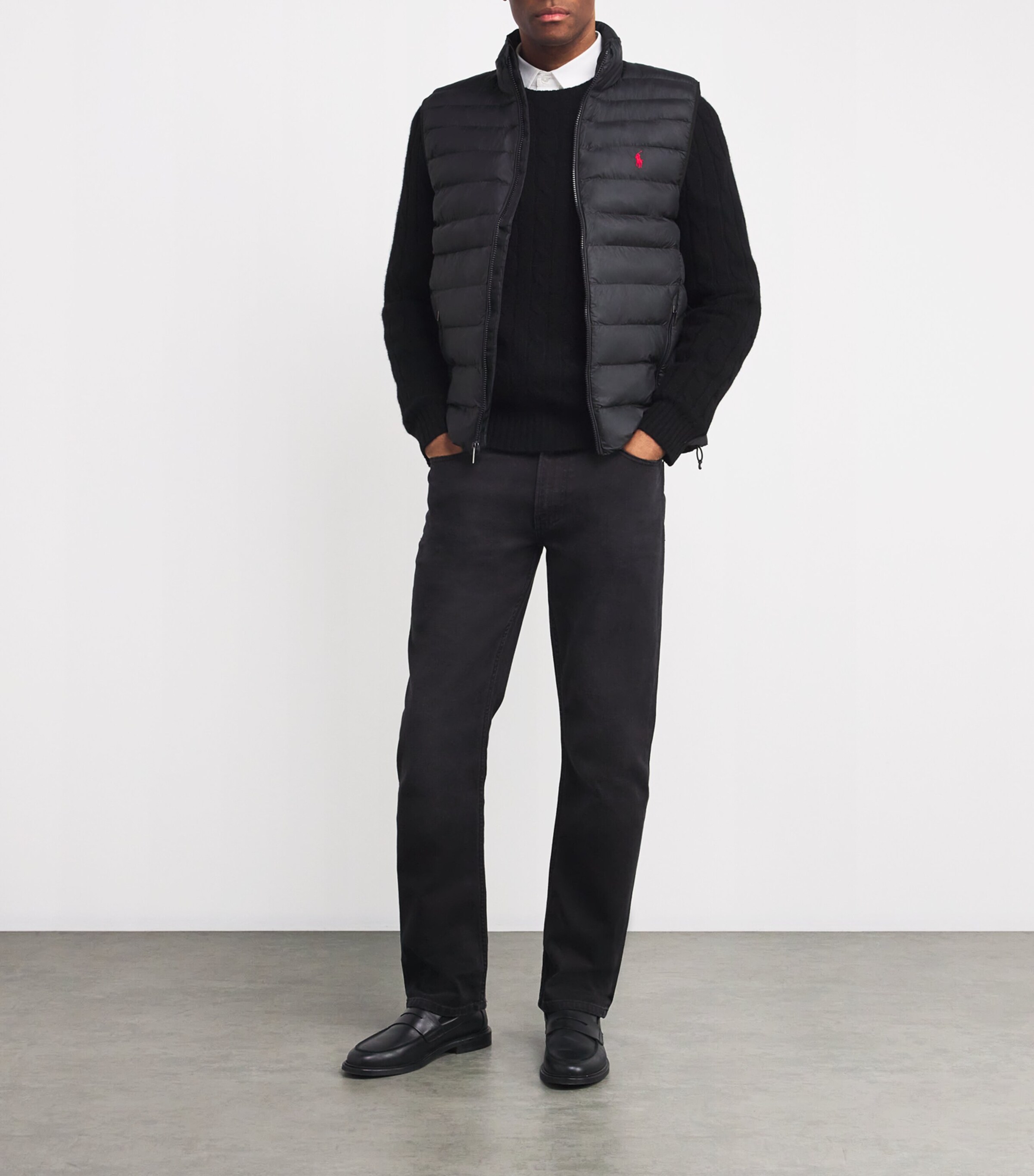 Polo Ralph Lauren Mens Padded Polo Pony Packaway Gilet Polo Black Image 2