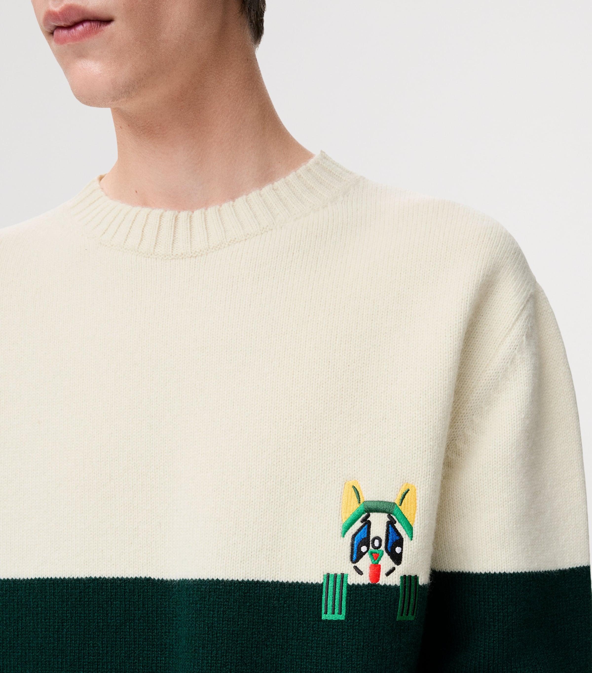 x Louis Wain Wool Futuristic Cat Sweater WHITE/GREEN Image 5