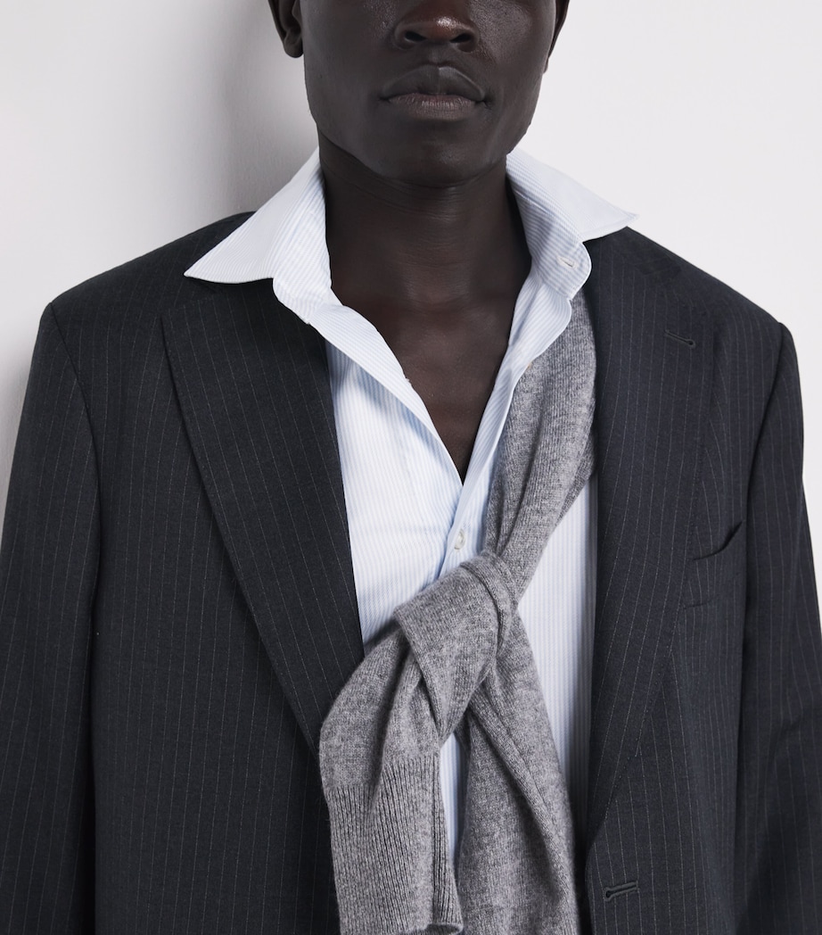 Wool Pinstripe Arthus Blazer DARKGREY/WHITE Image 6