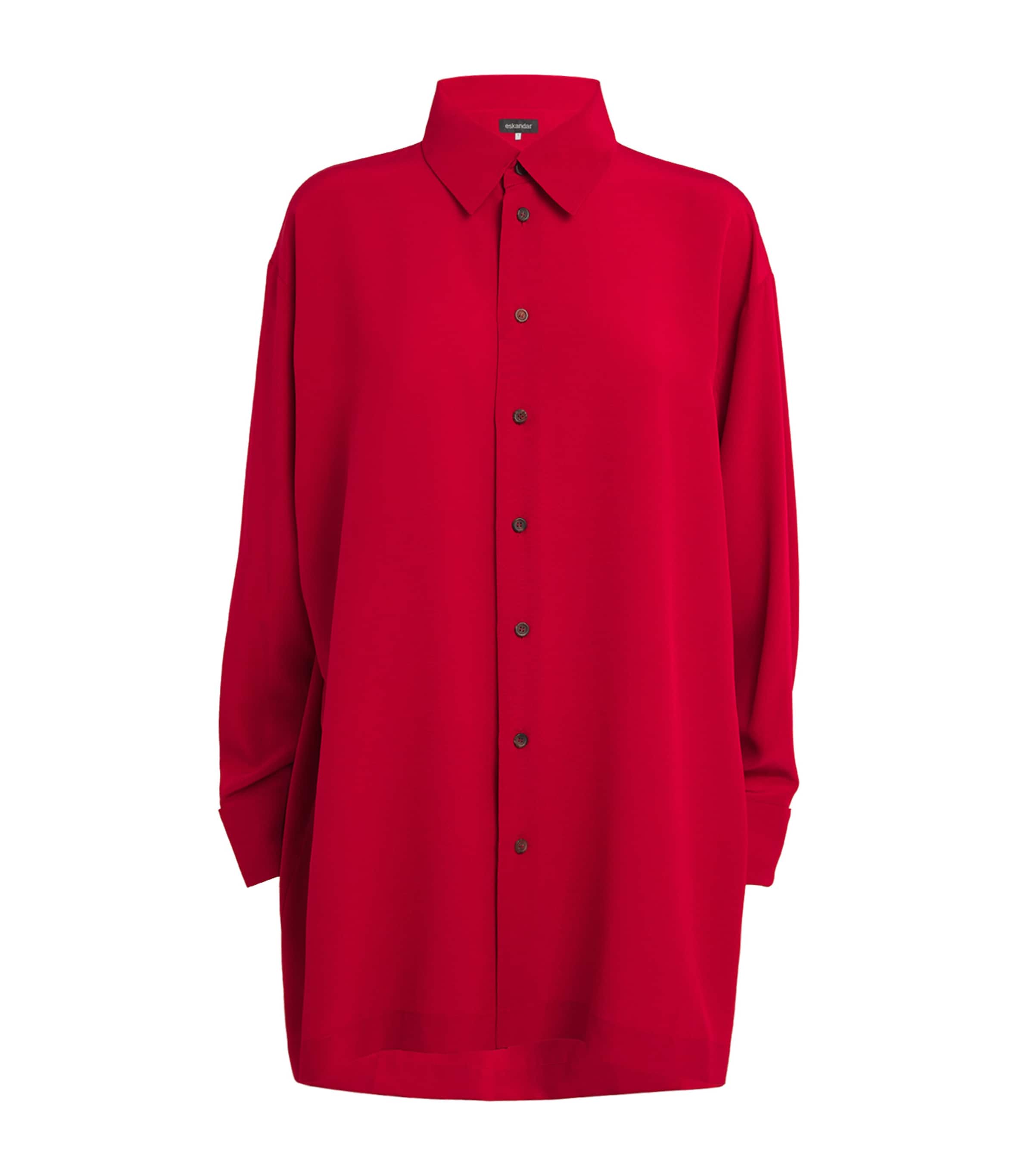 Eskandar Silk A-line Shirt In Red