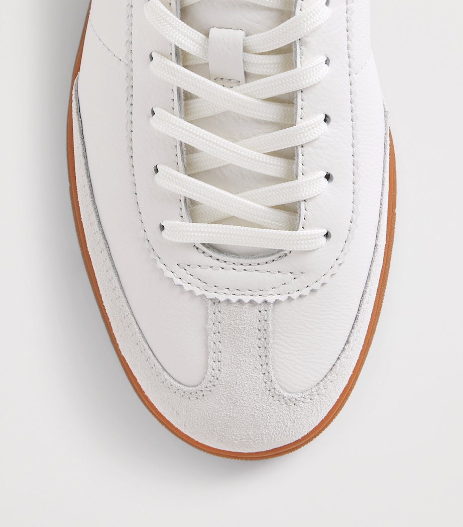 Polo Ralph Lauren Leather Bedford Sneakers Dckwash Wht/erin Grn Image 5