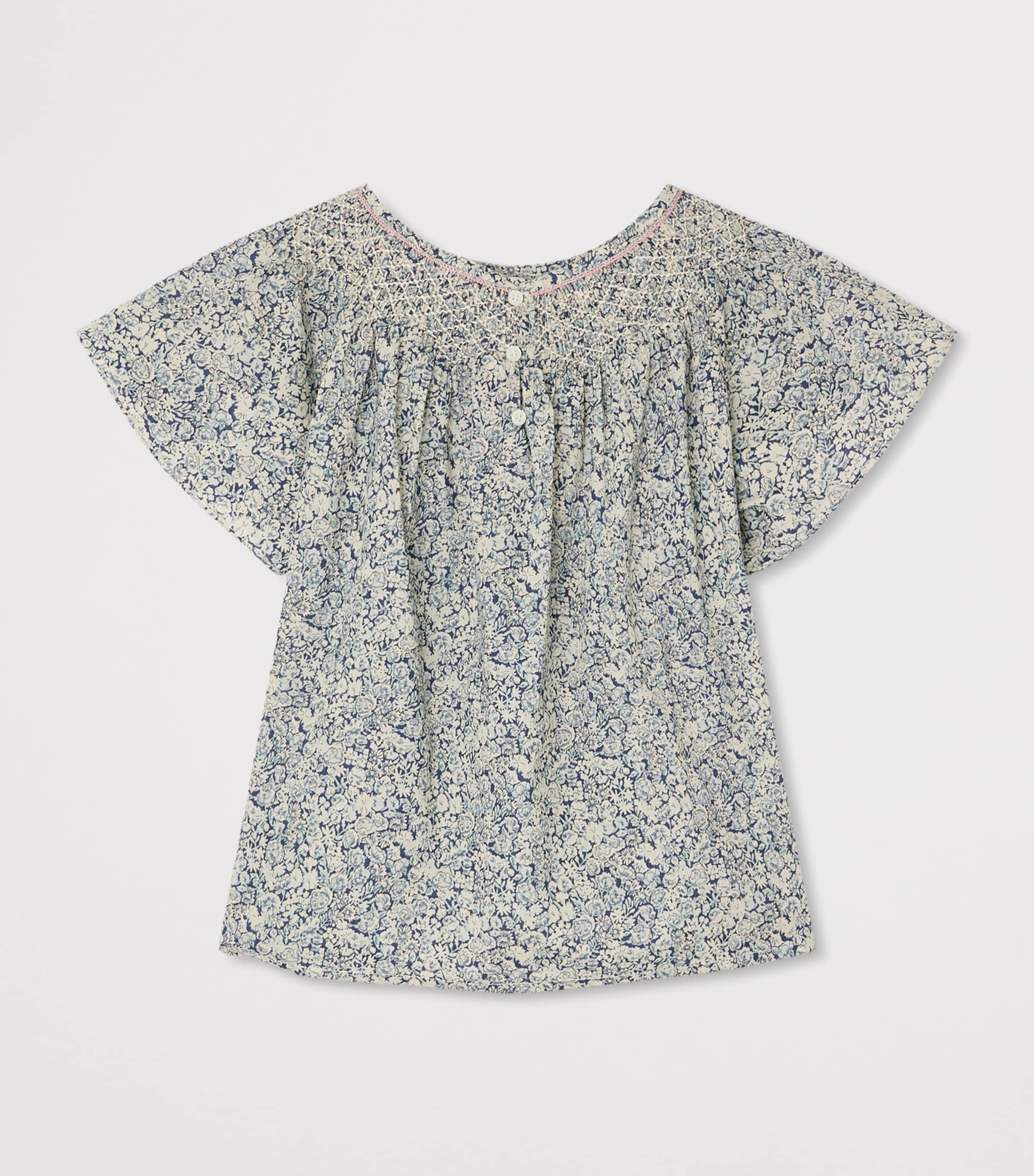 Bonpoint Cotton Floral Print Nella Blouse (10-14 Years) Fl Bleu De Prusse Image 2