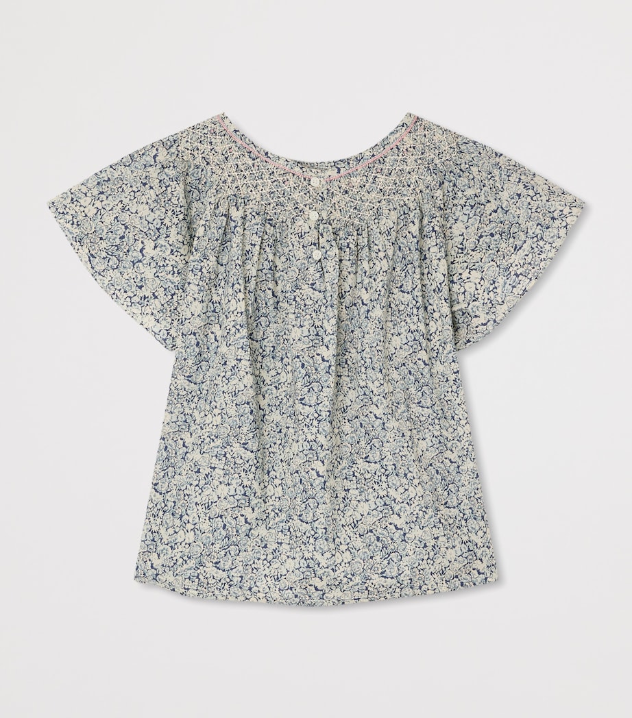 Bonpoint Cotton Floral Print Nella Blouse (10-14 Years) Fl Bleu De Prusse Image 2