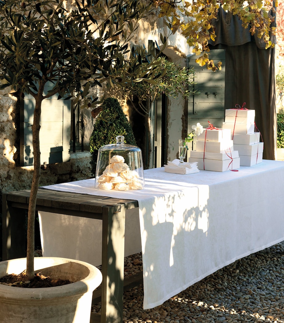 Tivoli Damask Tablecloth (175cm x 320cm) WHITE Image 3