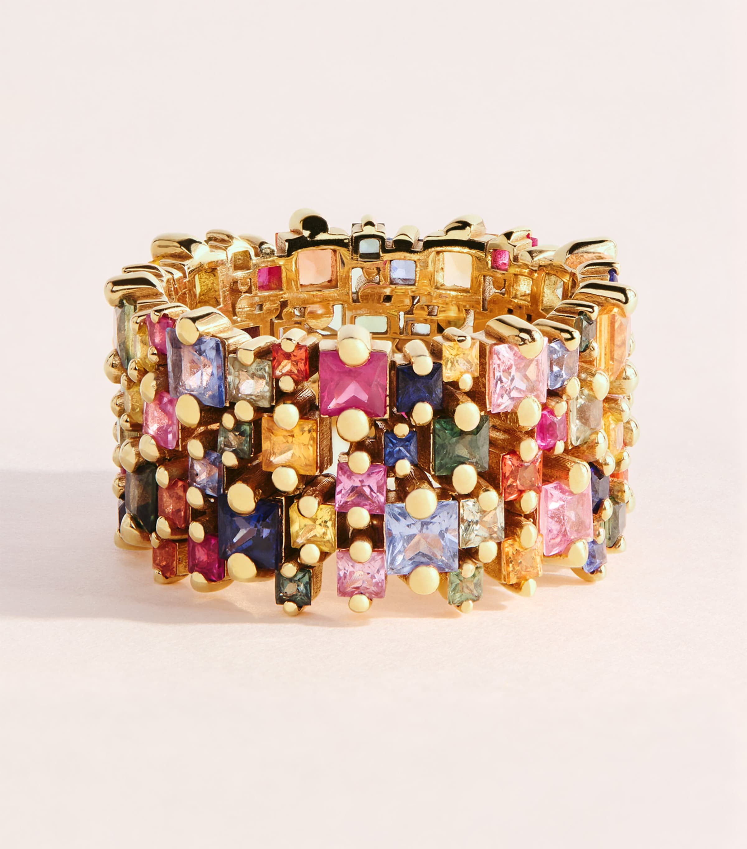 Suzanne Kalan Yellow Gold and Rainbow Sapphire Princess Ring Rg/rainbow Image 1