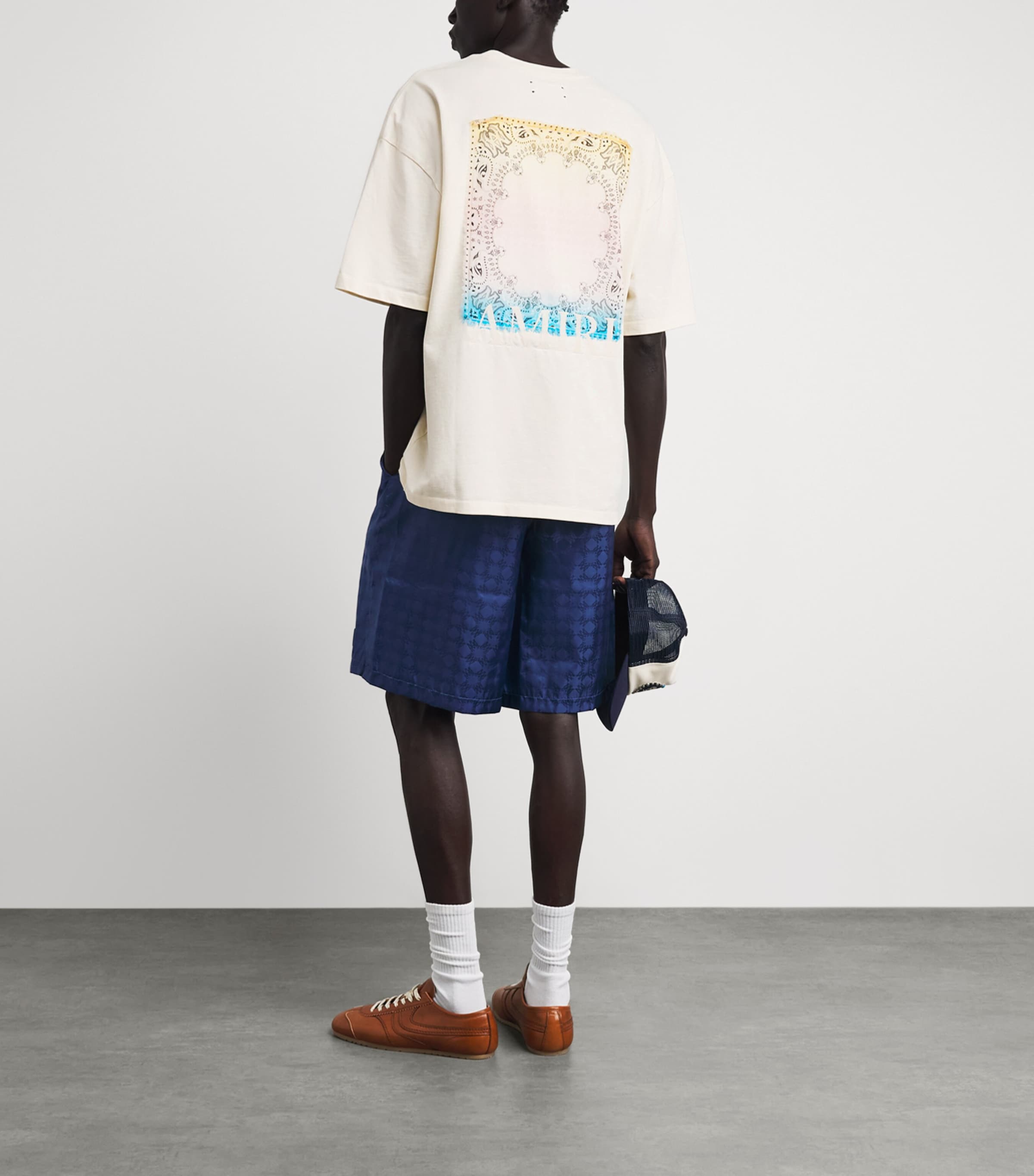 AMIRI Mens Cotton Check Patch T-Shirt Ivory Image 2