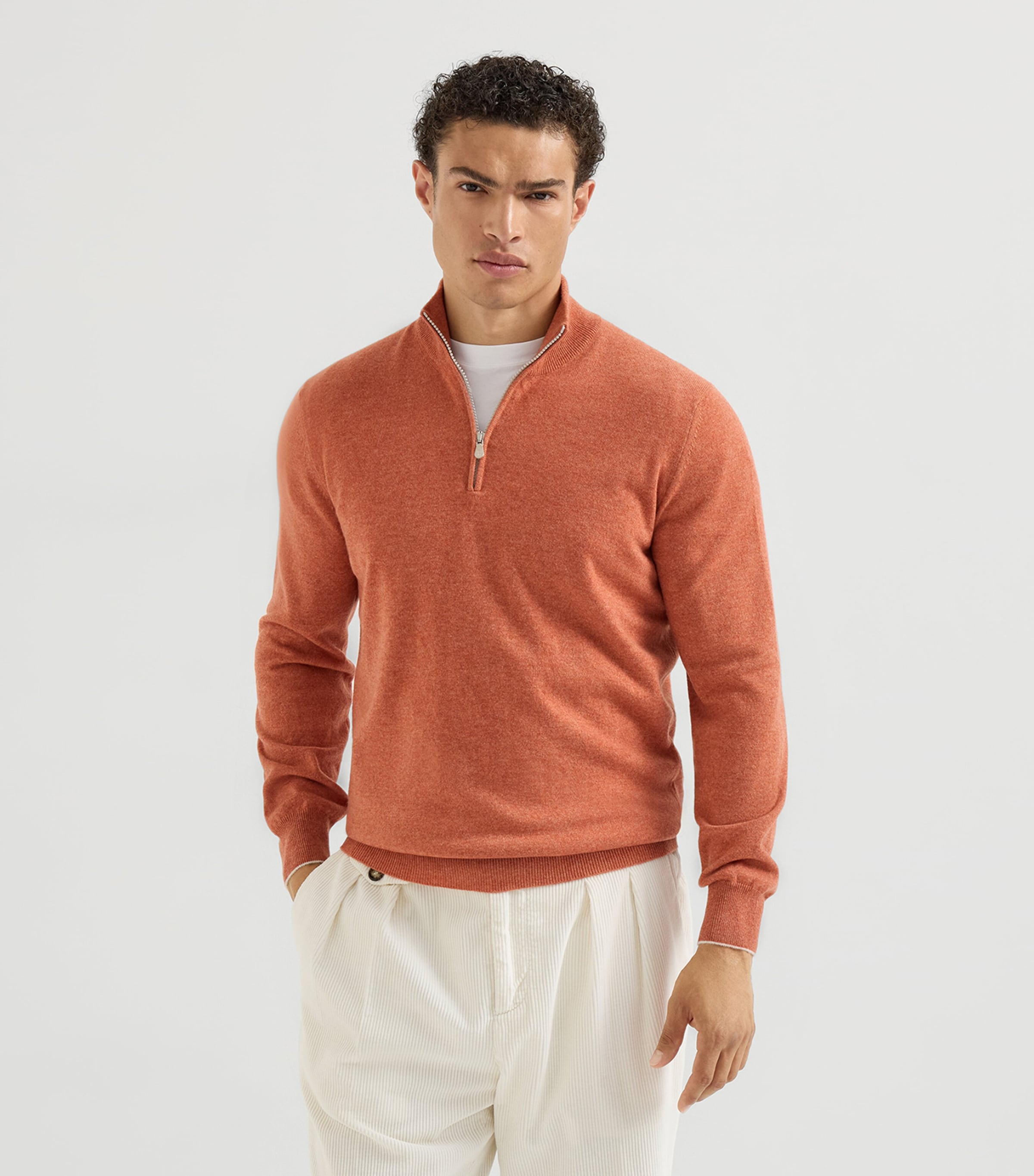 Brunello Cucinelli Mens Cashmere Quarter-Zip Sweater Image 2