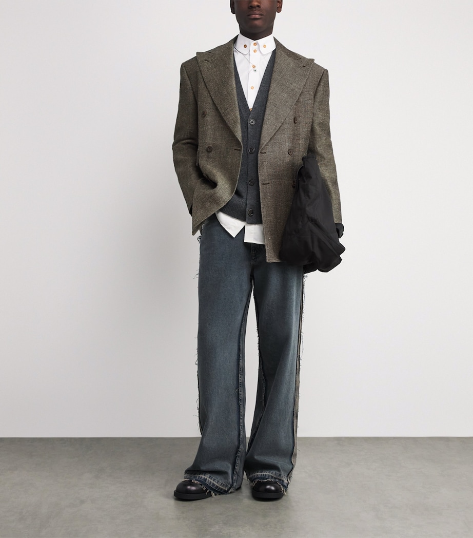 Linen-Virgin Wool Niesen Blazer C403 BLACK/BEIGE Image 2