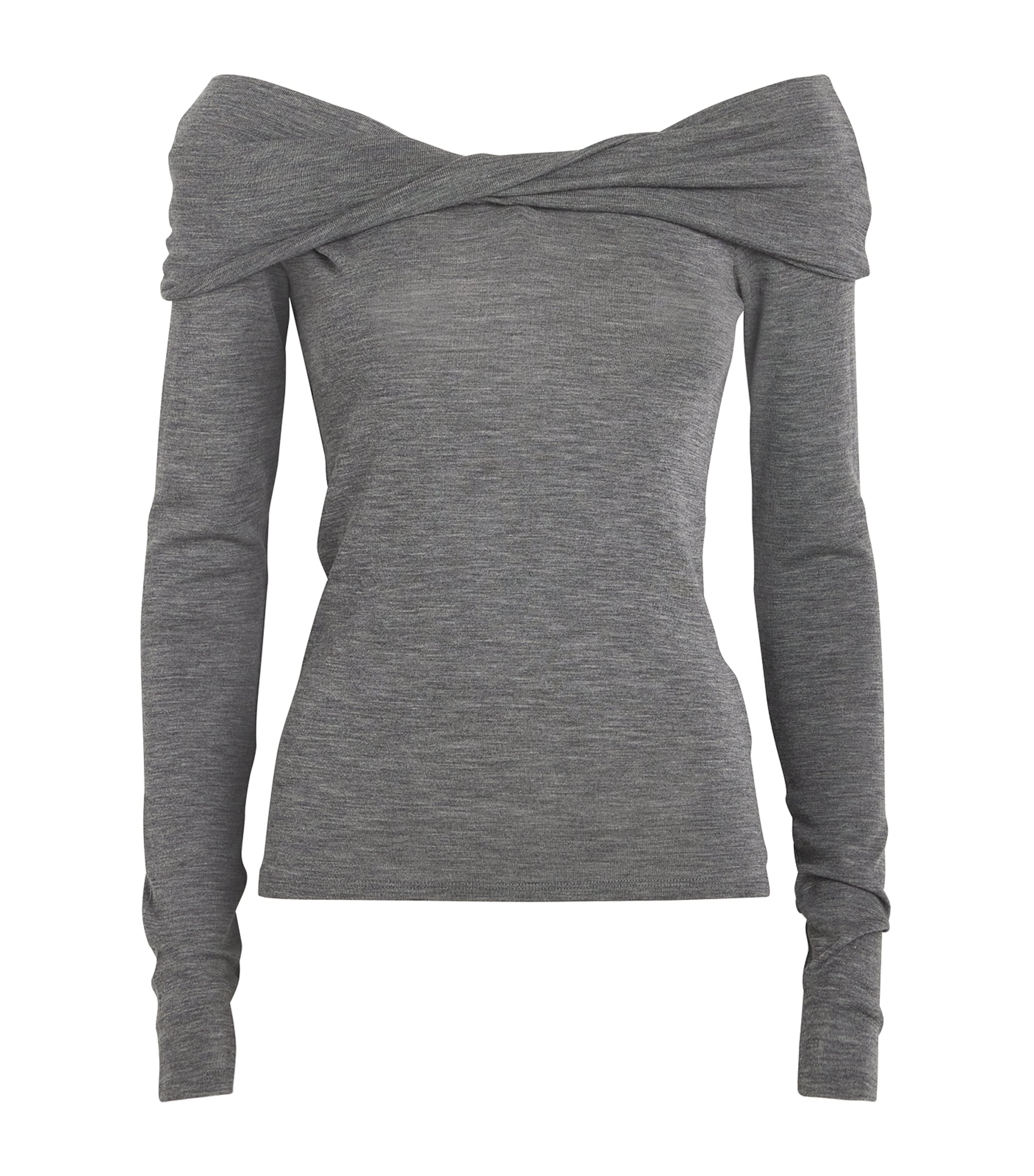 Rohe Merino Wool Off-the-shoulder Top In Gray