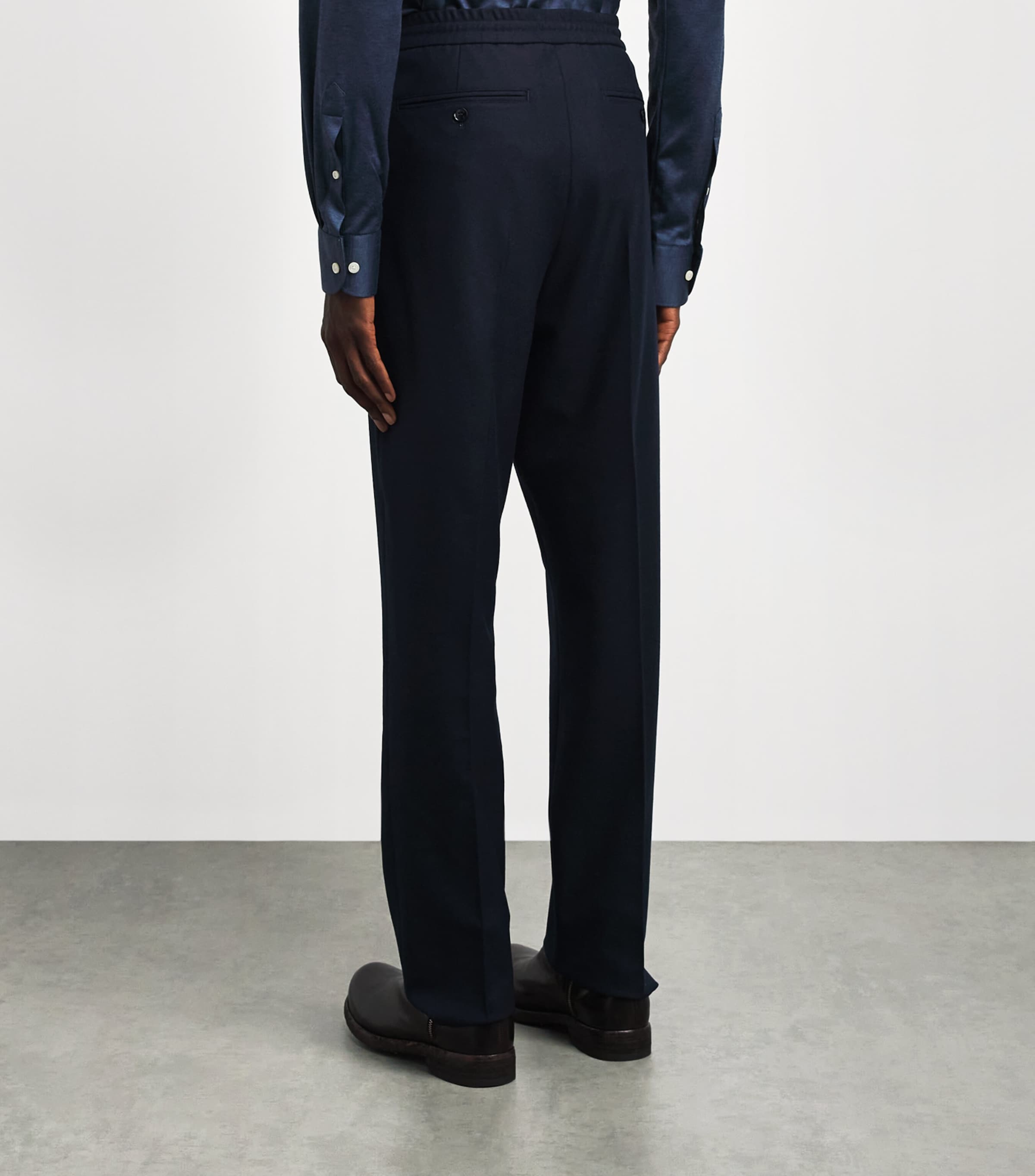 Brett Johnson Mens Wool-Blend Drawstring Sweatpants Navy Image 5