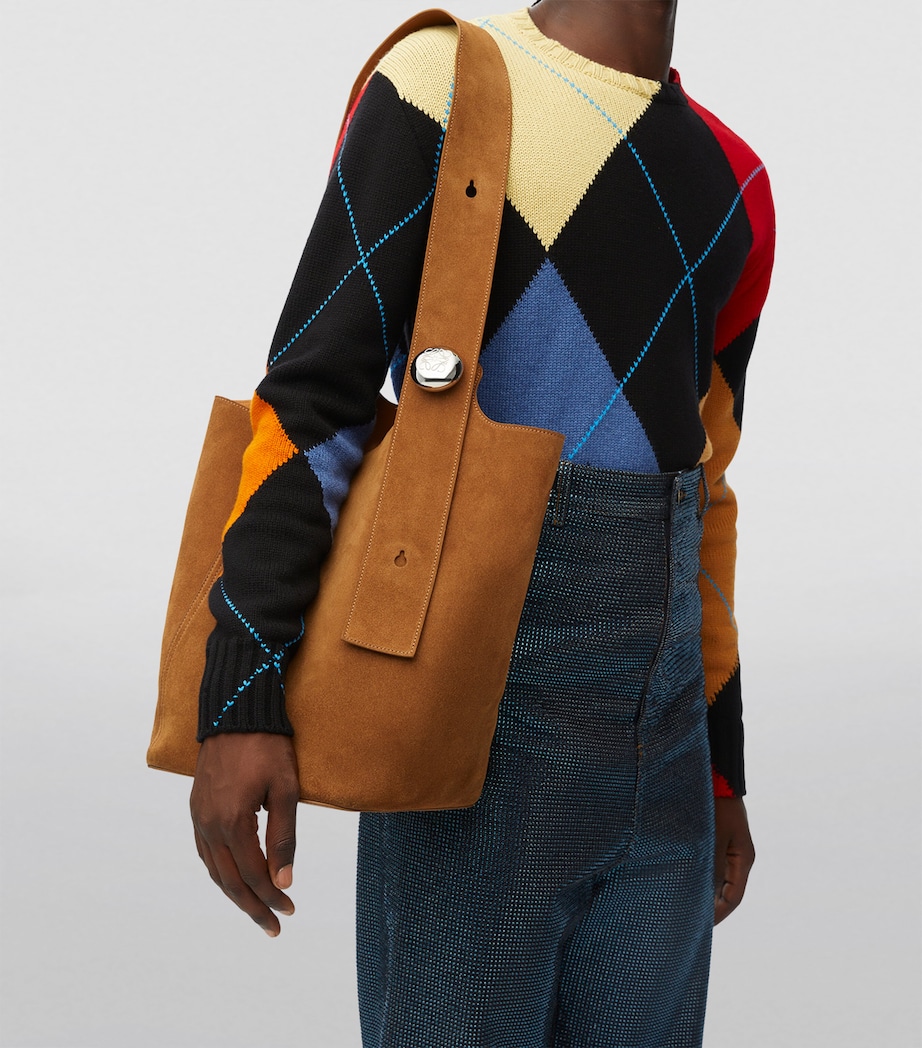 Large Suede Pebble Bucket Bag TOBACCO Image 7