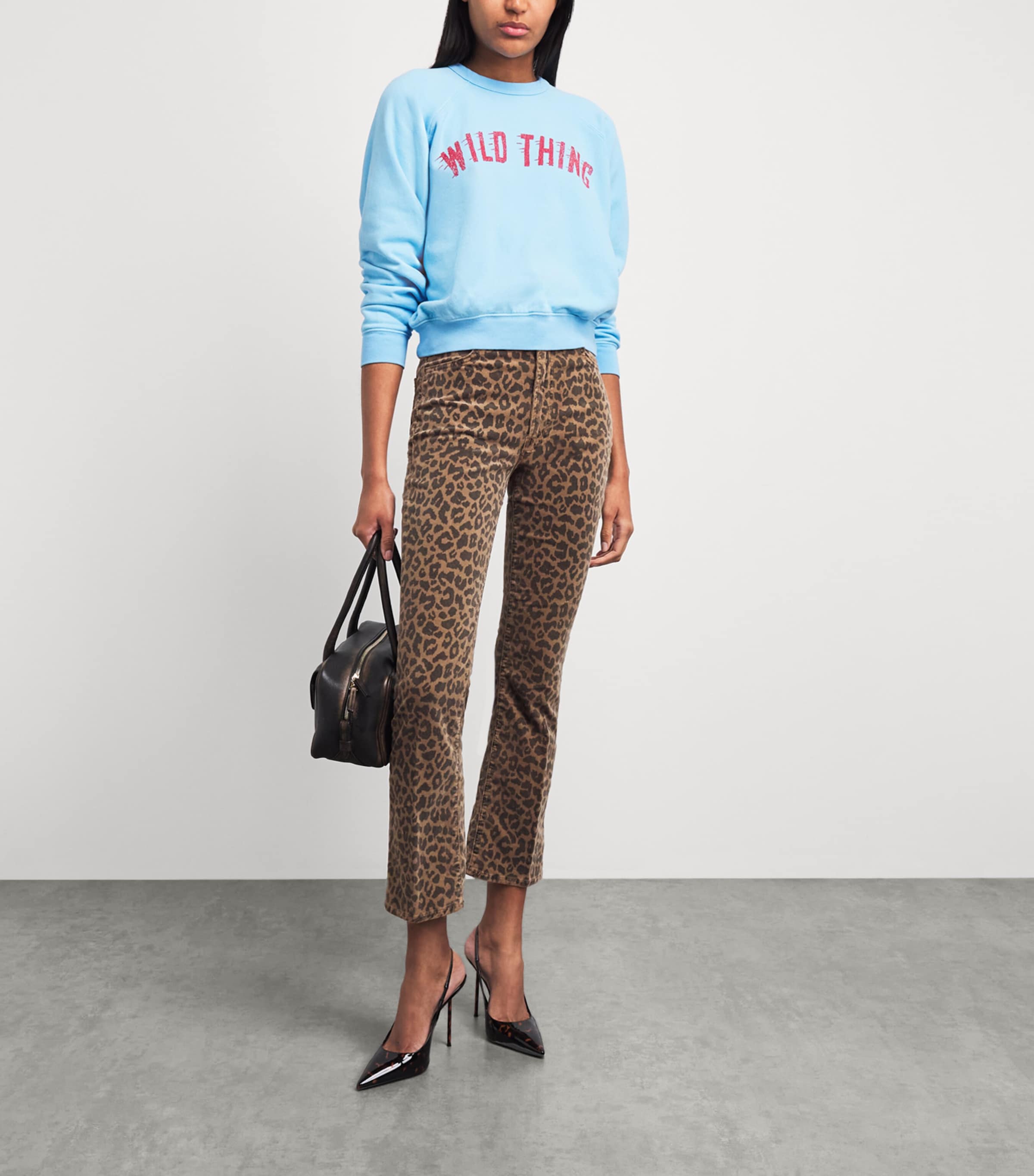 MOTHER Womens Cheetah Print The Hustler Flood Flared Jeans Leap Year Image 2