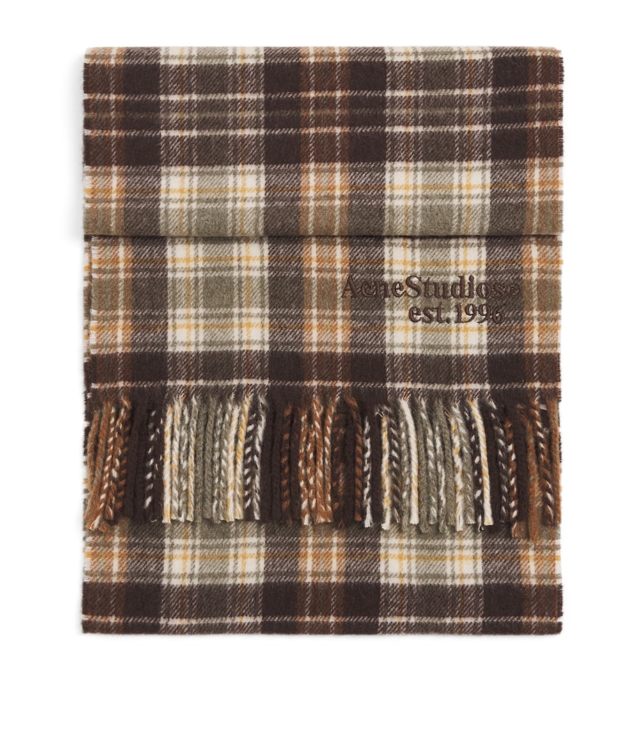Acne Studios Cashmere-Wool Check Scarf Dark Brown/khaki Image 1