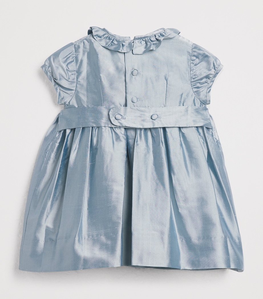 PEPA LONDON Silk Smocked Dress (12 Months - 4 Years) Blue Image 2