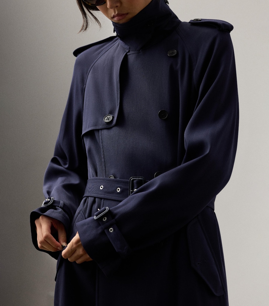 Wool-Blend Alecia Trench Coat NAVY-410 Image 5