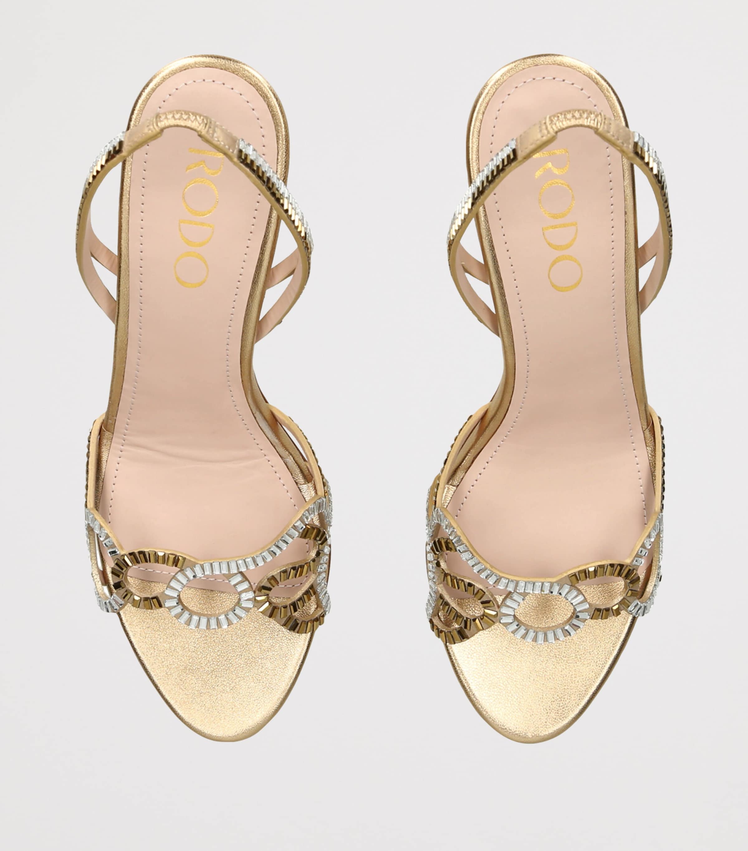 Rodo Crystal-Embellished Pearle Heeled Sandals 75 Gold Image 3