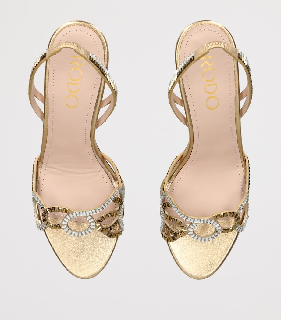 Rodo Crystal-Embellished Pearle Heeled Sandals 75 Gold Image 3
