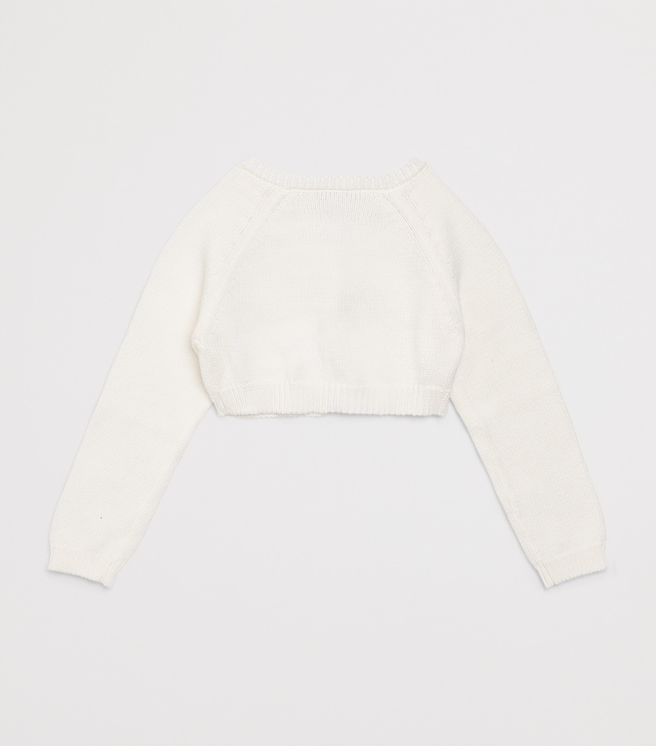 Monnalisa Cotton Embellished Cardigan (6 Months - 4 Years) Cream Image 2