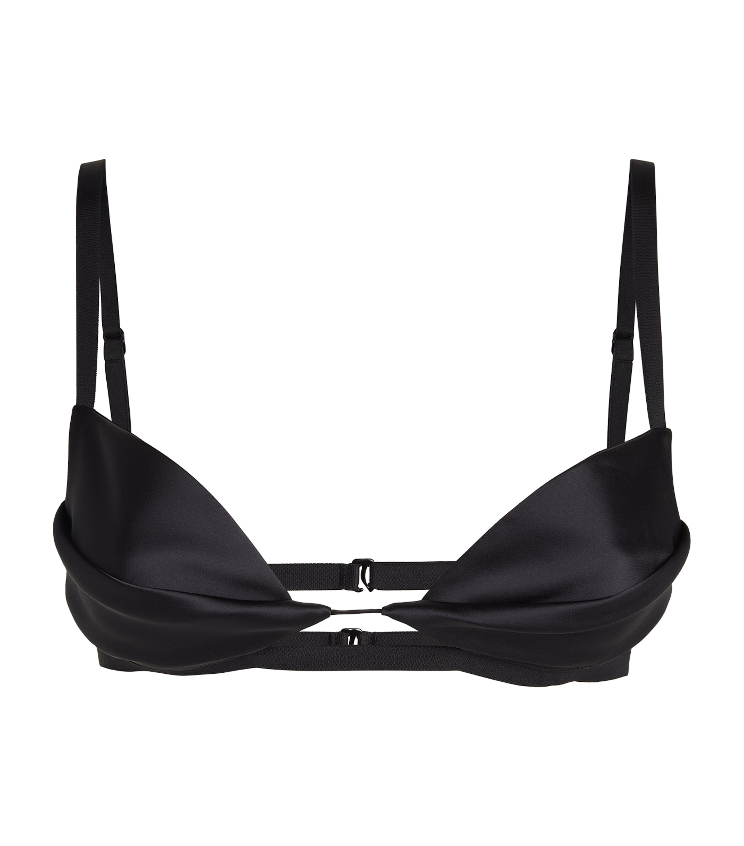 Nensi Dojaka Satin Double Petal Bra In Black