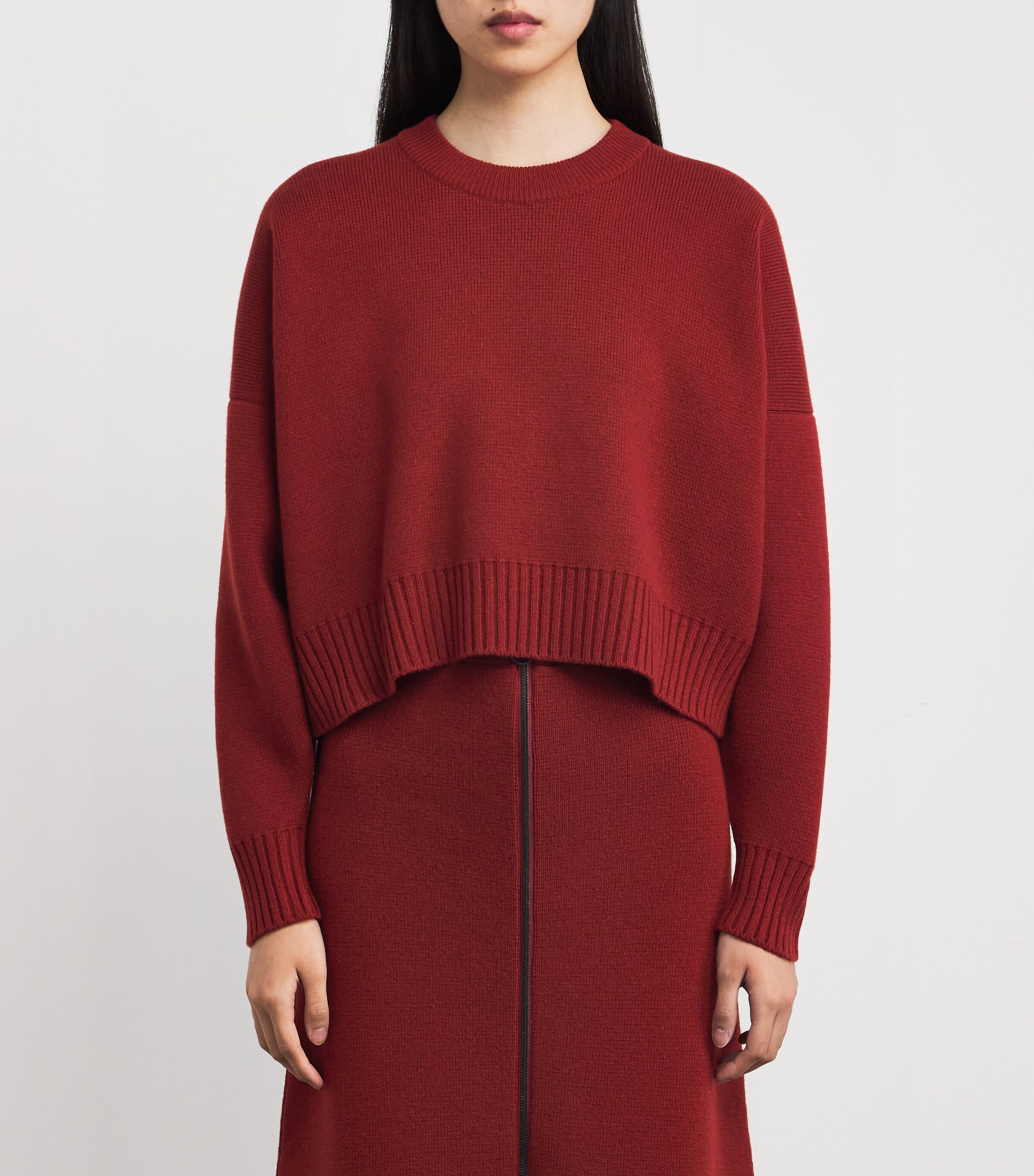 Cashmere Cropped Sweater SG4463 OXBLOOD Image 3